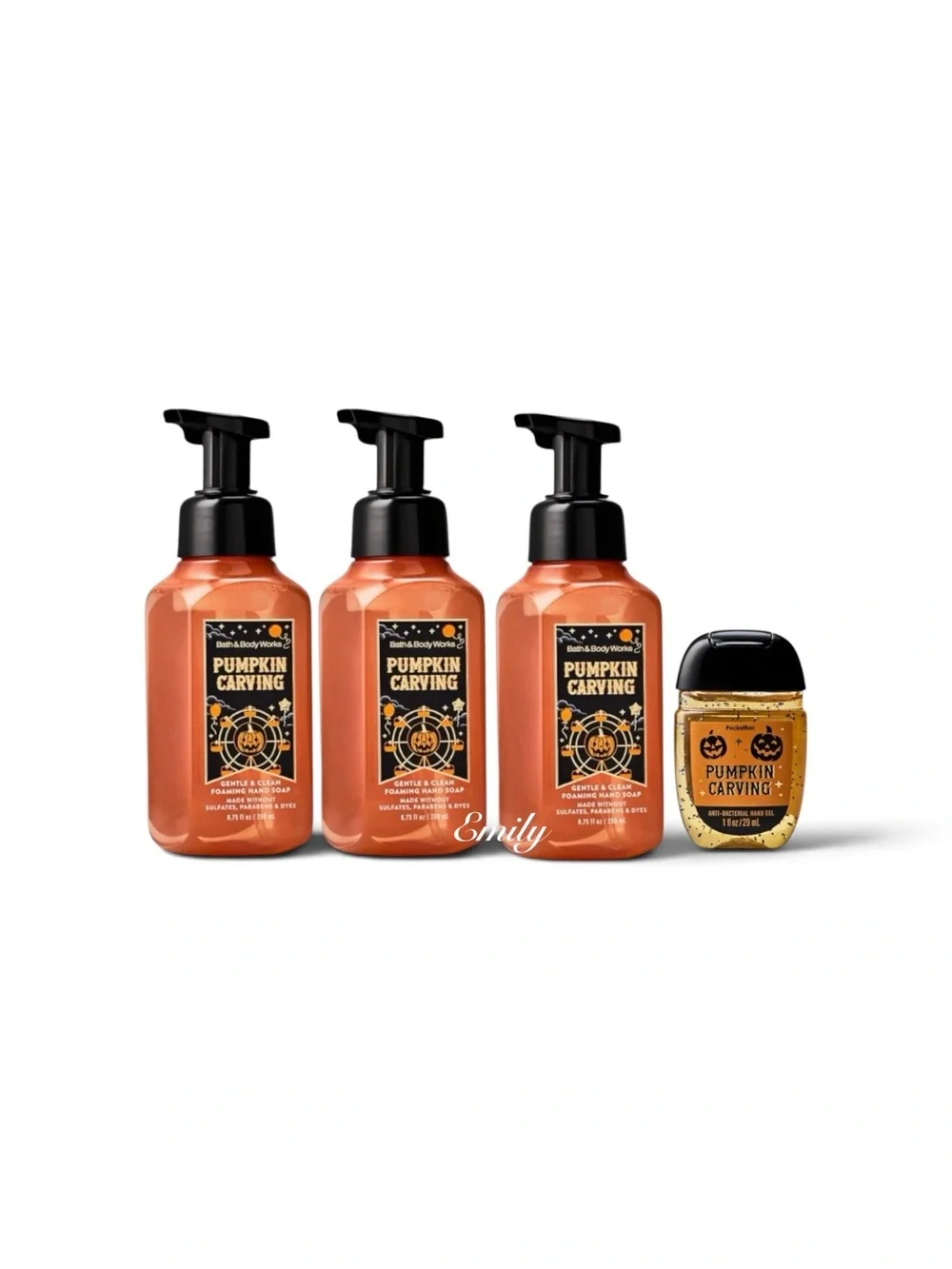 NEW! 3X Bath & Body Works PUMPKIN CARVING foaming hand soap 8.75 fl oz set 2026